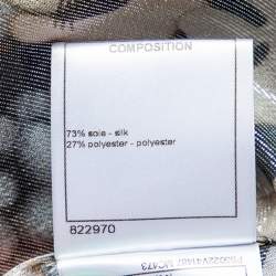 مملوكة مسبقًا Chanel Metallic Cat Printed Silk Neck Tie Detail Shirt M