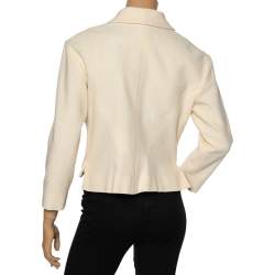 Chanel Cream Wool Single Breasted Cropped Blazer L