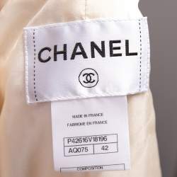 Chanel Cream Wool Single Breasted Cropped Blazer L