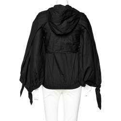 Pre Owned Chanel Black Synthetic Detachable Scarf Trim Oversized Hooded Jacket S