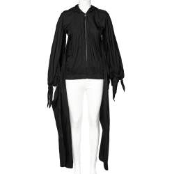 Pre Owned Chanel Black Synthetic Detachable Scarf Trim Oversized Hooded Jacket S