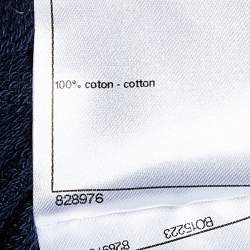 مملوكة مسبقًا Chanel Navy Blue Cotton Knit CC Print Grecian Goddess T-Shirt XS