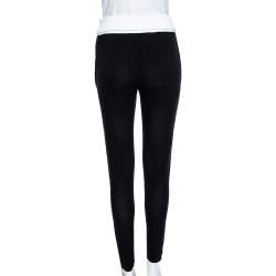 Pre Owned Chanel Black Knit Contrast Rib Knit Trim Detailed Joggers S