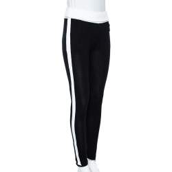Pre Owned Chanel Black Knit Contrast Rib Knit Trim Detailed Joggers S