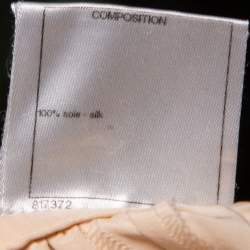 Pre Owned Chanel Peach Silk Pleated Detail Scalloped Hem Layered Shorts M