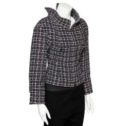 Pre Owned Chanel Multicolor Tweed Exaggerated Collar Detail Zip Front Jacket S