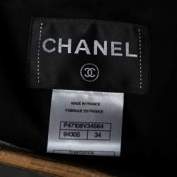 Pre Owned Chanel Black Wool Contrast Trim Boucle Button Front Jacket S