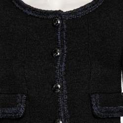 Pre Owned Chanel Black Wool Contrast Trim Boucle Button Front Jacket S