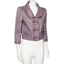 Pre Owned Chanel Multicolored Fantasy Tweed Double Breasted Cropped Jacket L