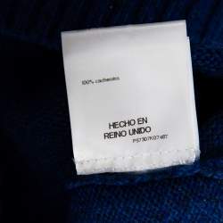 Pre Owned Chanel Blue Cashmere Knit Pearl Detail Sweater M