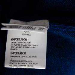 Pre Owned Chanel Blue Cashmere Knit Pearl Detail Sweater M