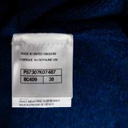 Pre Owned Chanel Blue Cashmere Knit Pearl Detail Sweater M