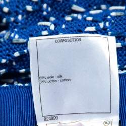 Chanel Blue Silk-Cotton Knit Wide Leg Pants M