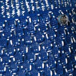 Chanel Blue Silk-Cotton Knit Wide Leg Pants M
