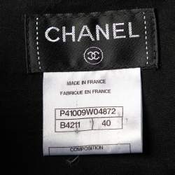 Chanel Black Floral Print Mesh Quilted Waist Midi Skirt M