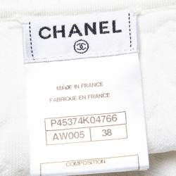 Chanel White Embossed Jacquard Sheath Dress M