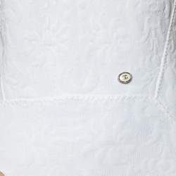 Chanel White Embossed Jacquard Sheath Dress M