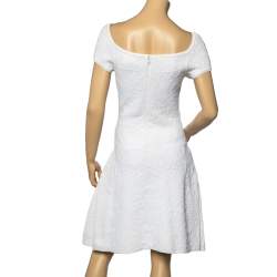 Chanel White Embossed Jacquard Sheath Dress M