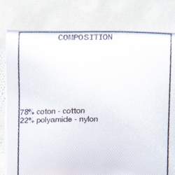 Pre Owned Chanel White Cotton Knit Floral Embellished Detail Cinched Waist Midi Dress M