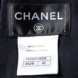 Chanel Navy Blue Textured Cotton Sleeveless Midi Dress L