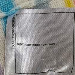 Chanel White Striped Cashmere Crewneck Sweater M