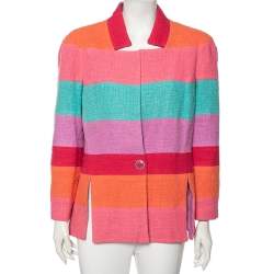 Chanel Multicolored Tweed Single Buttoned Jacket XL