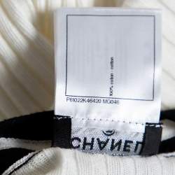 Pre Owned Chanel White Cotton Knit Contrast Trim Detailed Button Front Cardigan S