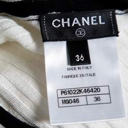 Pre Owned Chanel White Cotton Knit Contrast Trim Detailed Button Front Cardigan S