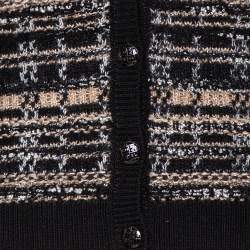 Pre Owned Chanel Black Cashmere & Wool Knit Button Front Cardigan S