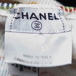 Pre Owned Chanel White Knit Heart Printed Sleeveless Tank Top M