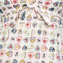 Pre Owned Chanel White Knit Heart Printed Sleeveless Tank Top M