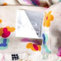 Pre Owned توب شانيل حرير مطبوع وحافة تويد متعدد الألوان بلا أكمام مقاس كبير (لارج)