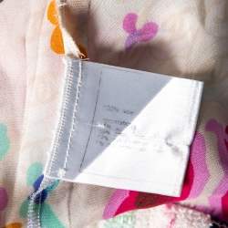 Pre Owned توب شانيل حرير مطبوع وحافة تويد متعدد الألوان بلا أكمام مقاس كبير (لارج)