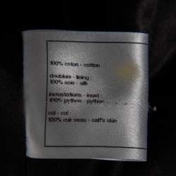 Pre Owned Chanel Black Velvet & Leather Inset Embellished Single Breasted Blazer M