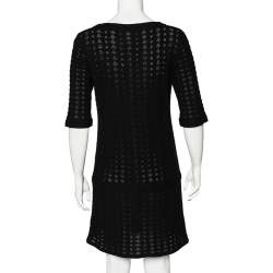 Chanel Black Perforated Knit Pocket Detailed Dress M