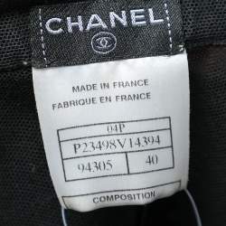 Chanel Black Patterned Mesh Tiered Short Sleeve Top M