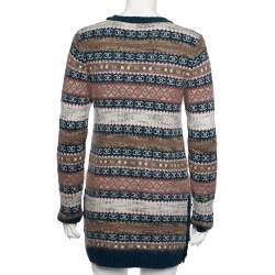 Pre Owned Chanel Multicolor Cashmere & Wool Knit Long Sweater M