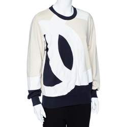 Chanel Colorblock Logo Embroidered Cotton Crewneck Sweatshirt M