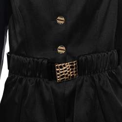 Pre Owned Chanel Black Cotton Belted Button Front Jacket