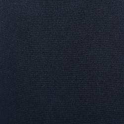 Pre Owned Chanel Navy Blue Cashmere Fringed Faux Wrap Mini Skirt M