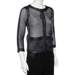 Pre Owned Chanel Black Mesh Zip Front Jacket S