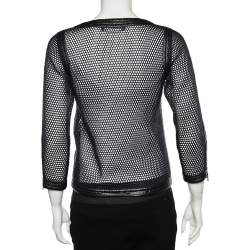 Pre Owned Chanel Black Mesh Zip Front Jacket S