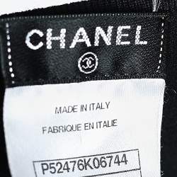 Chanel Black Wool Contrast Detail Midi Dress S