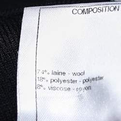 Chanel Black Wool Contrast Detail Midi Dress S
