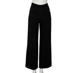 Pre Owned Chanel Black Lurex Tweed Wide Leg Pants S 