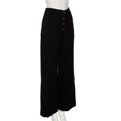Pre Owned Chanel Black Lurex Tweed Wide Leg Pants S 