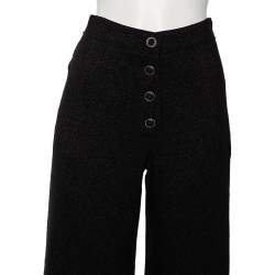 Pre Owned Chanel Black Lurex Tweed Wide Leg Pants S 