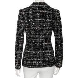 Chanel Black Tweed Logo Crest Detail Button Front Jacket S