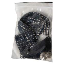 Chanel Black Tweed Logo Crest Detail Button Front Jacket S