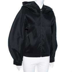 Pre Owned Chanel Black Silk Knit Oversized Hoodie S
